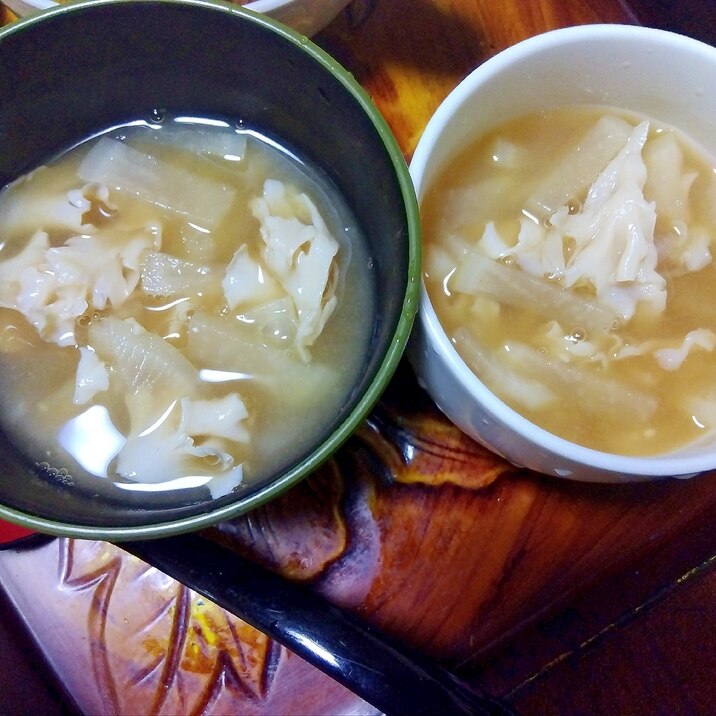ハナビラタケ&大根の味噌汁
